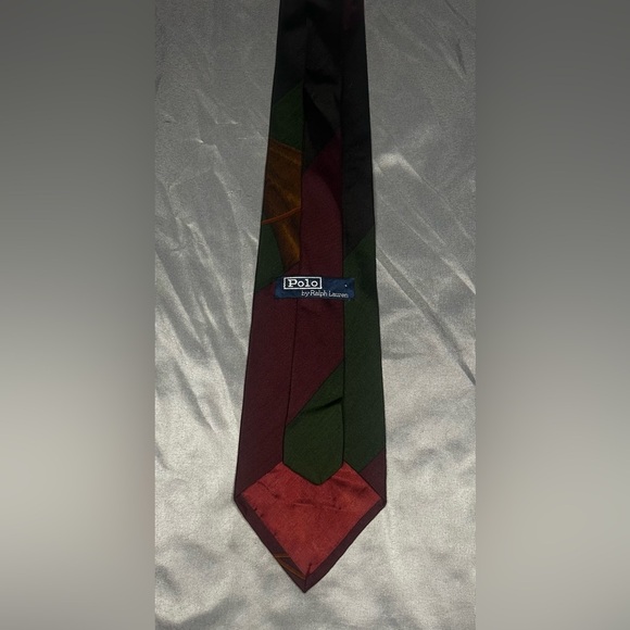 Men’s Polo Ralph Lauren Green Red Jockey Horse Print Striped Silk Designer Tie - Picture 3 of 4